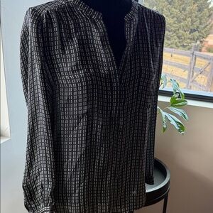 Joie Black and White Geometric Blouse